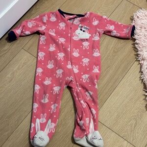 Joe Fresh Pink Bunny Pattern Footie